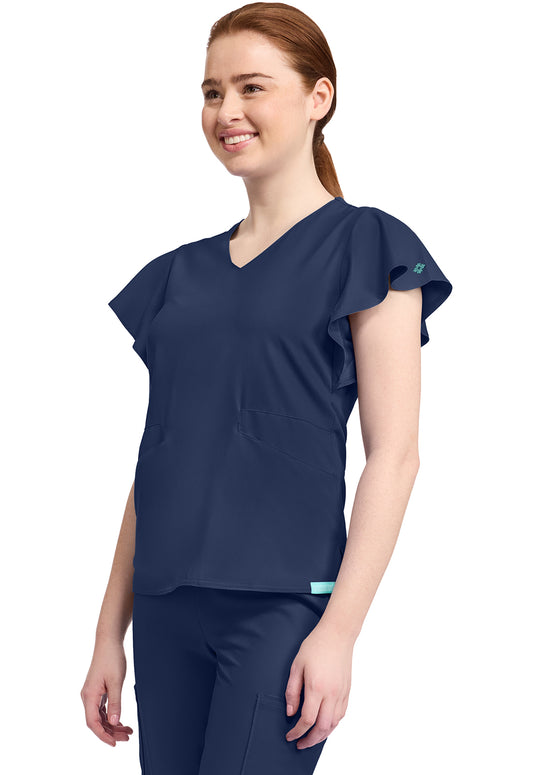 Insight MC611 Women's 2-Pocket Flutter Sleeve V-Neck Navy