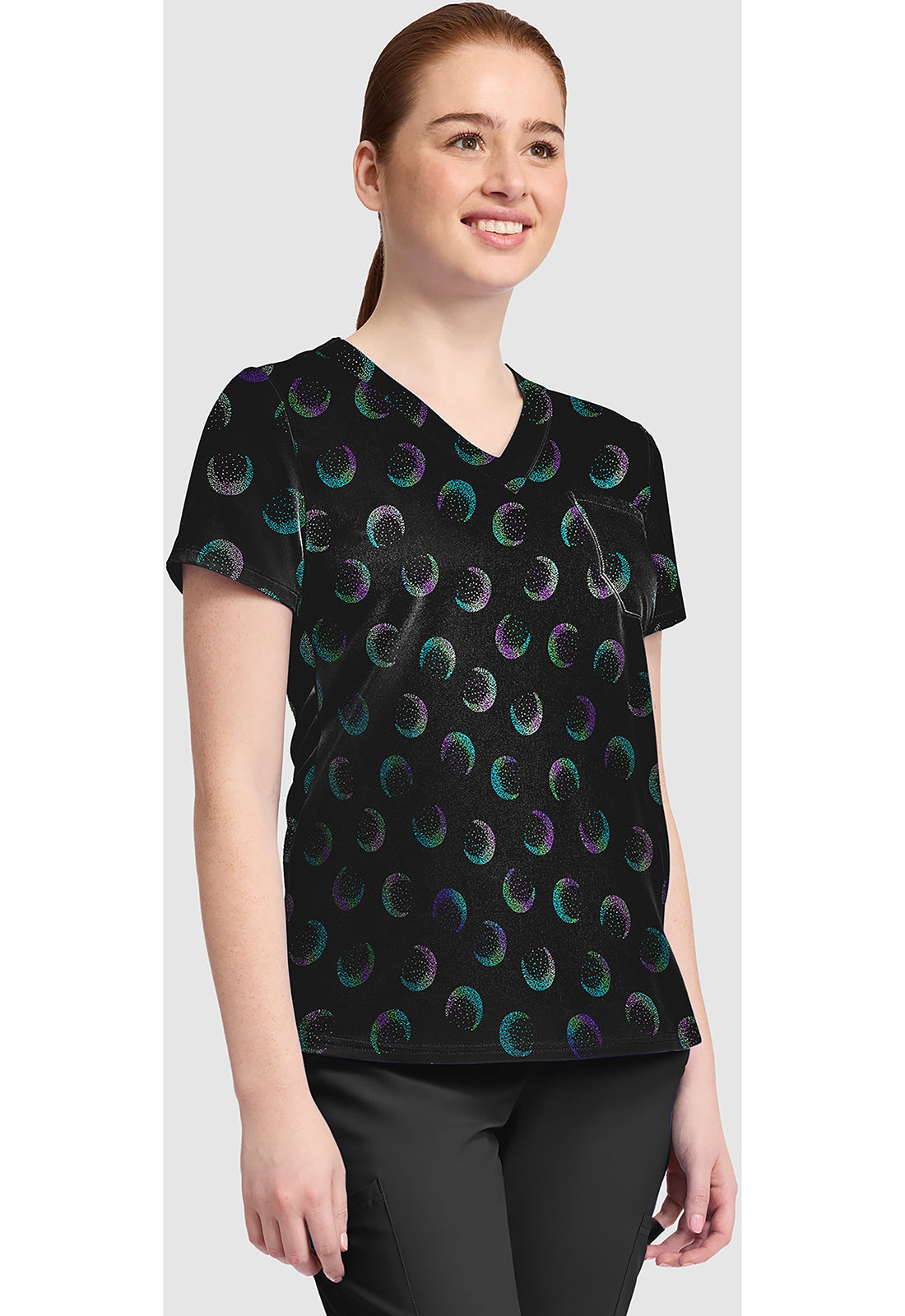 Prints MC632 Women's Print V-Neck Scrub Top Moonlight Shimmer