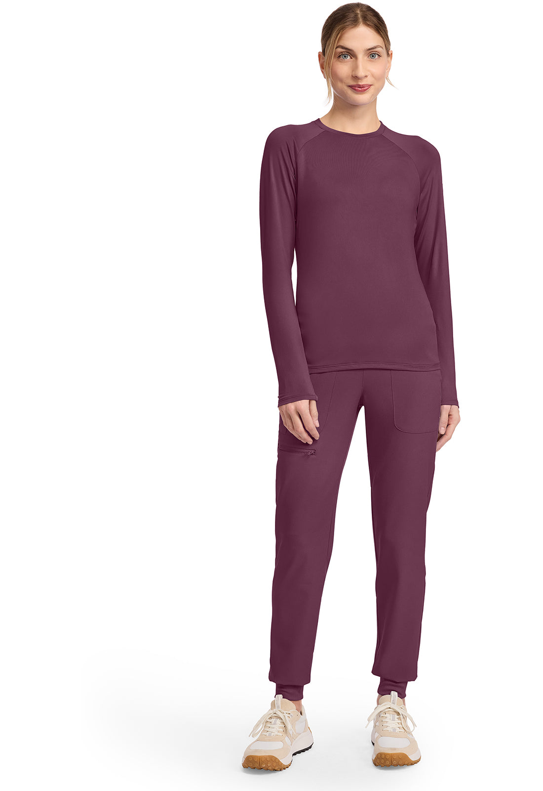 Layers MC700 Long Sleeve Ruched Underscrub Wine