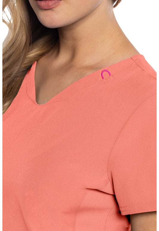 Amp MC702 Women's V-Neck Scrub Top Coral Fusion