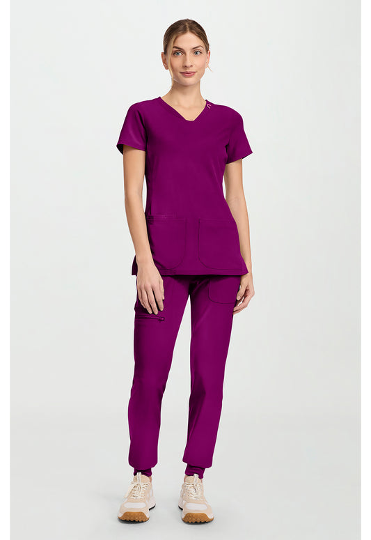 Amp MC702 Women's V-Neck Scrub Top Plum Royale