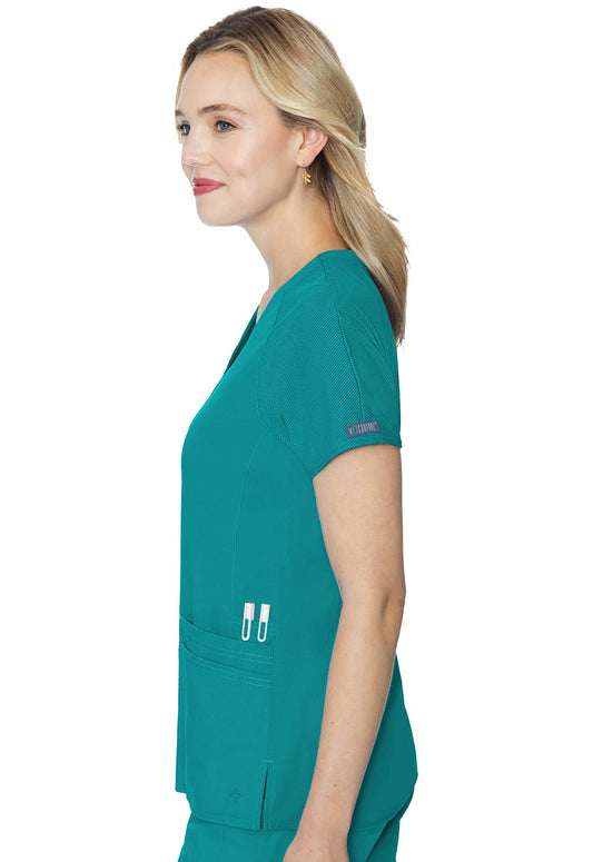 Touch MC7425 Raglan Sleeve Top Teal Model Image Right Side | Med Couture