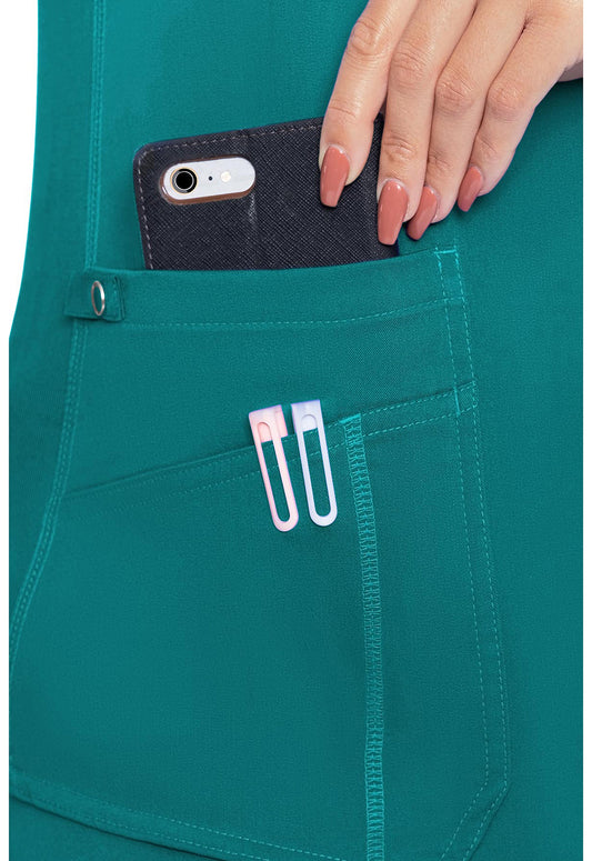 Touch MC7459 Women's V-Neck Shirttail Scrub Top Teal
