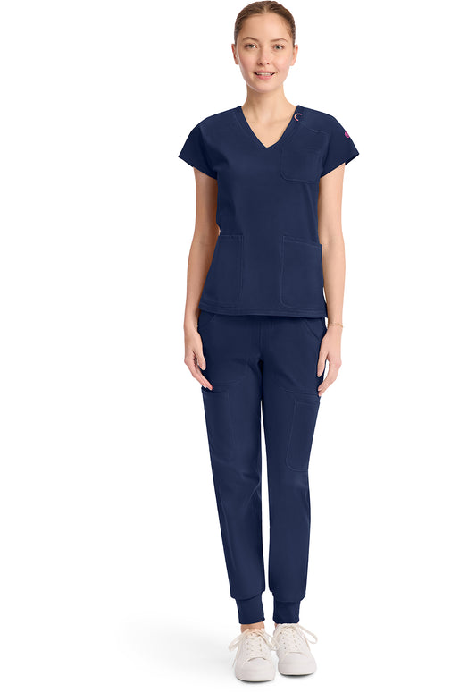 Amp Knit MC752 Women's Raglan V-Neck Scrub Top Navy