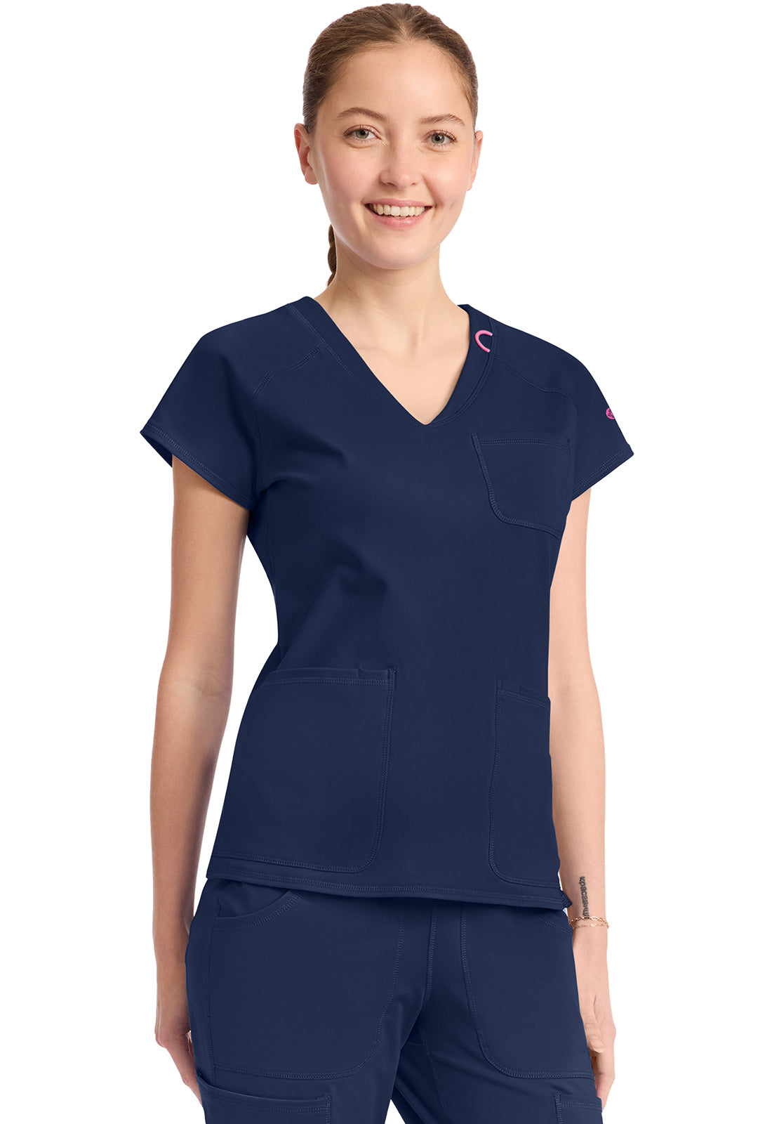 Amp Knit MC752 Women's Raglan V-Neck Scrub Top Navy