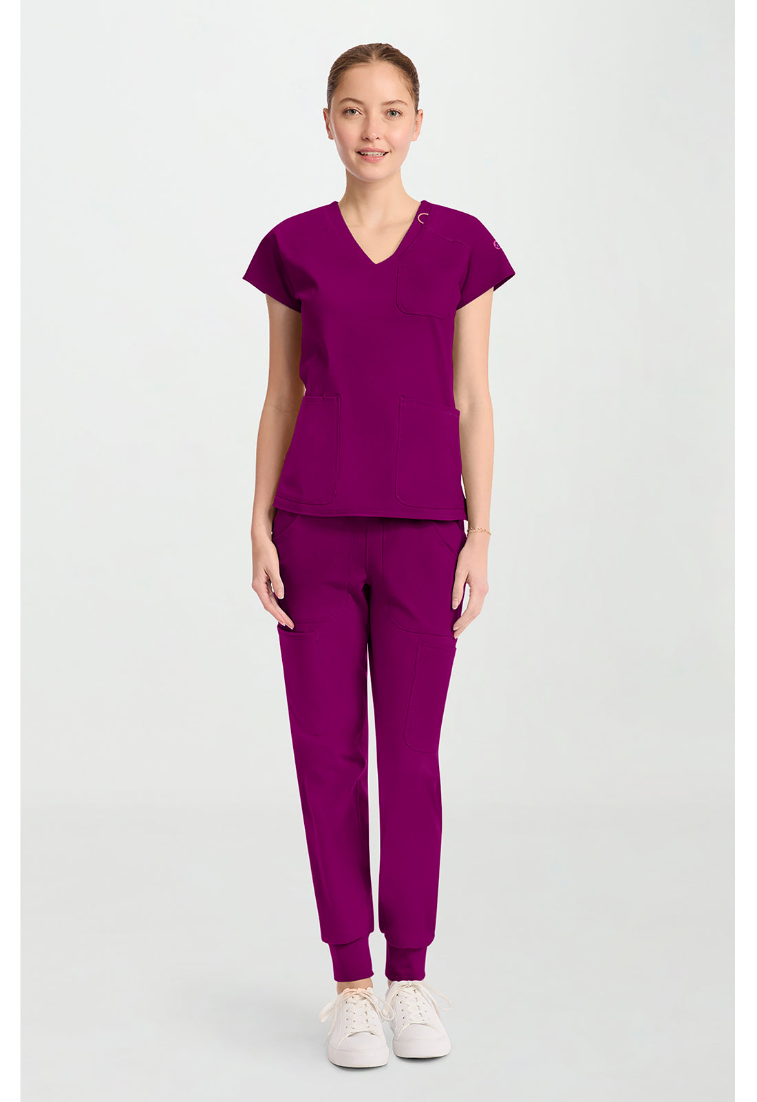 AMP Knit MC752 Raglan V-Neck Top Plum Royale