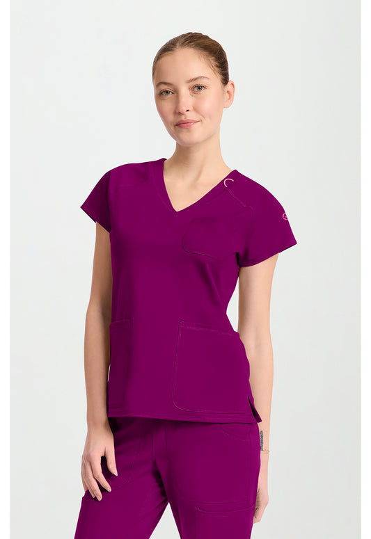 AMP Knit MC752 Raglan V-Neck Top Plum Royale