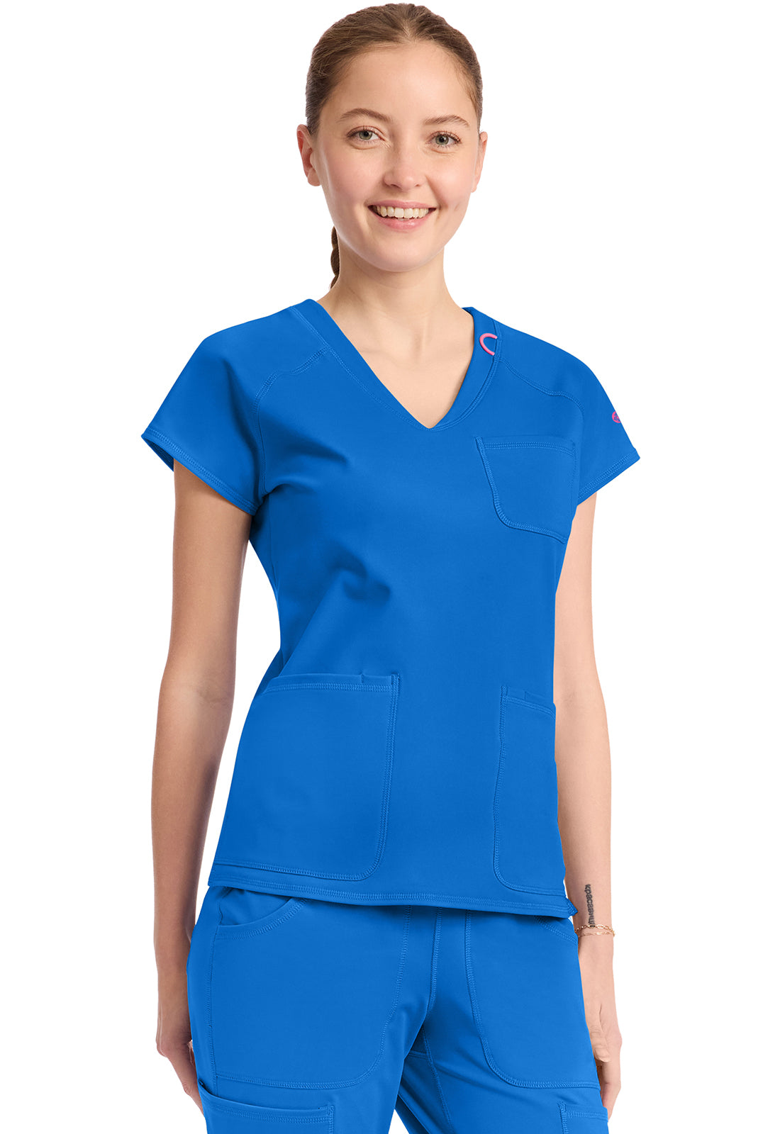 Amp Knit MC752 Women's Raglan V-Neck Scrub Top Royal