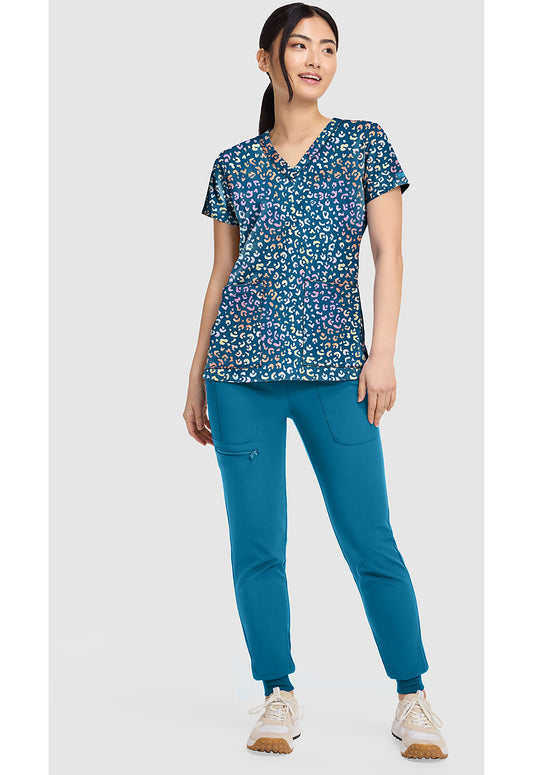 Prints MC8564 Women's V-Neck Print Scrub Top Magical Cheetah