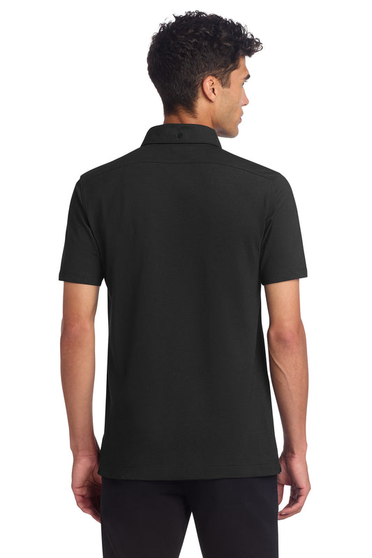 Mercer+Mettle Stretch Pique Full-Button Polo MM1006 Deep Black