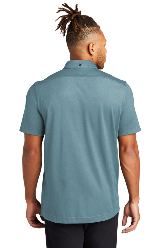 Mercer+Mettle Stretch Pique Full-Button Polo MM1006 Parisian Blue Heather