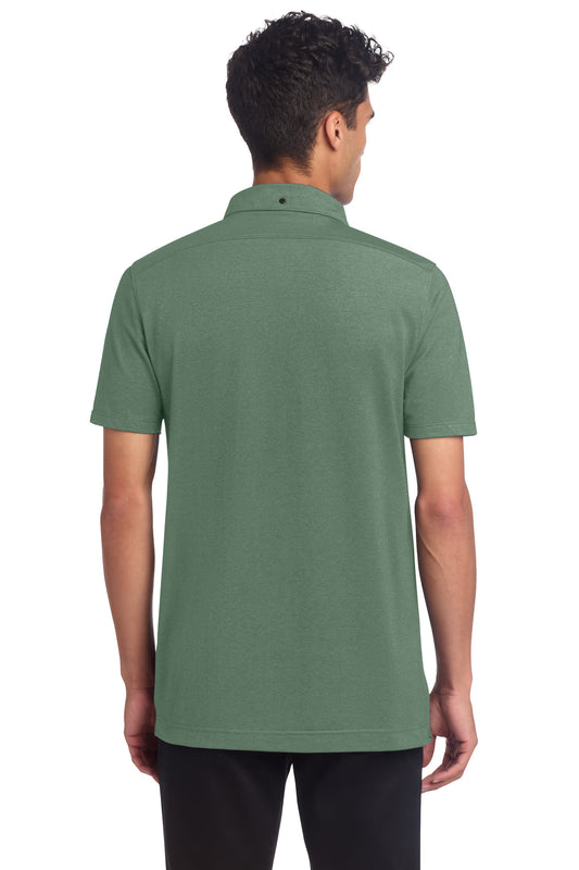 Mercer+Mettle Stretch Pique Full-Button Polo MM1006 Sage Heather