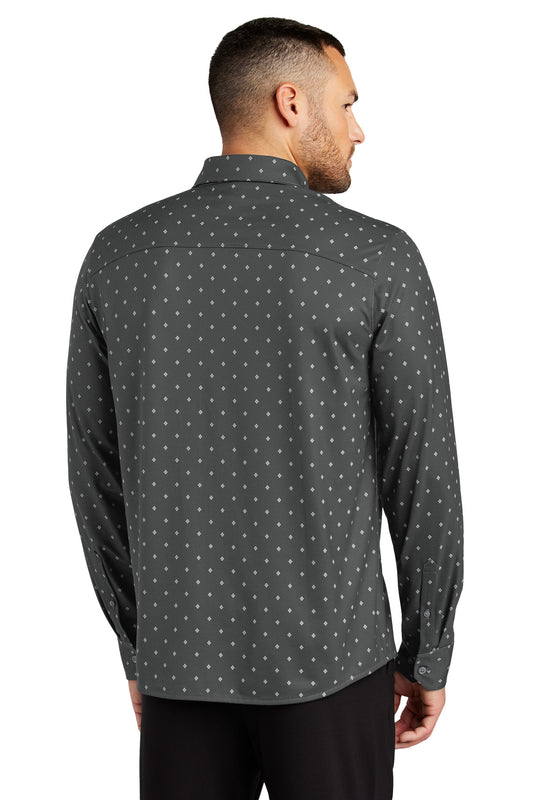 Mercer+Mettle Stretch Jersey Long Sleeve Shirt MM1018 Anchor Grey Geo Diamond