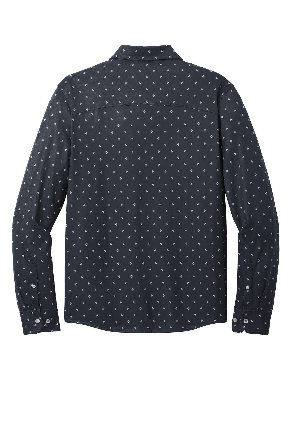 Mercer+Mettle Stretch Jersey Long Sleeve Shirt MM1018 Navy Geo Diamond