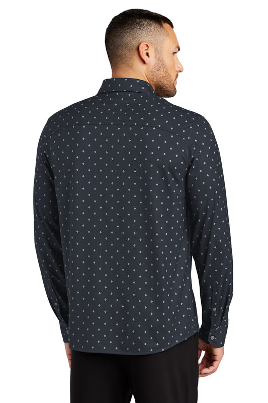 Mercer+Mettle Stretch Jersey Long Sleeve Shirt MM1018 Navy Geo Diamond