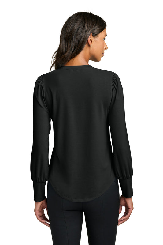 Mercer+Mettle Women's Stretch Jersey Long Sleeve Blouson Top MM1019 Deep Black