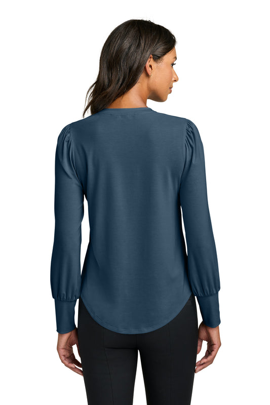Mercer+Mettle Women's Stretch Jersey Long Sleeve Blouson Top MM1019 Insignia Blue