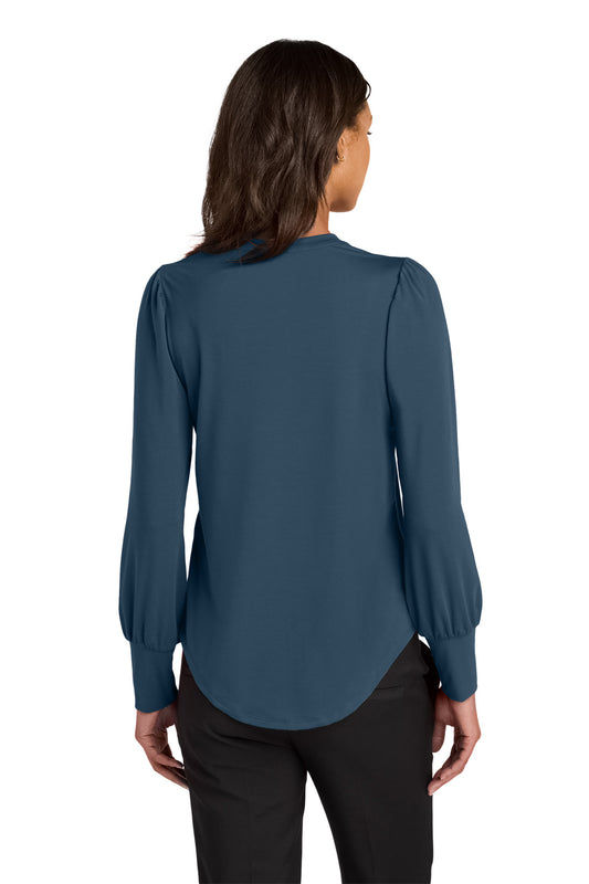 Mercer+Mettle Women's Stretch Jersey Long Sleeve Blouson Top MM1019 Insignia Blue