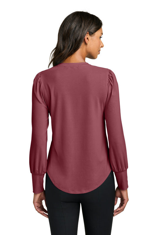 Mercer+Mettle Women's Stretch Jersey Long Sleeve Blouson Top MM1019 Rosewood