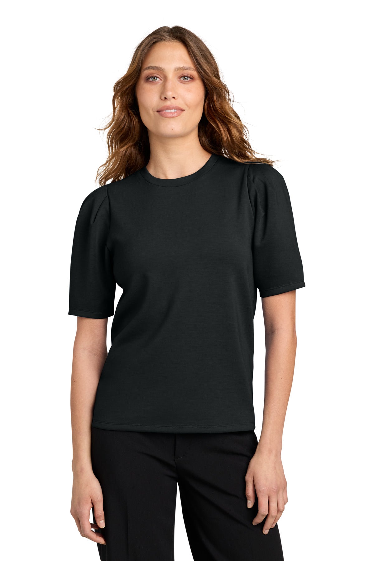 Mercer+Mettle Women's Short Sleeve Lite Spacer Top MM1041 Deep Black