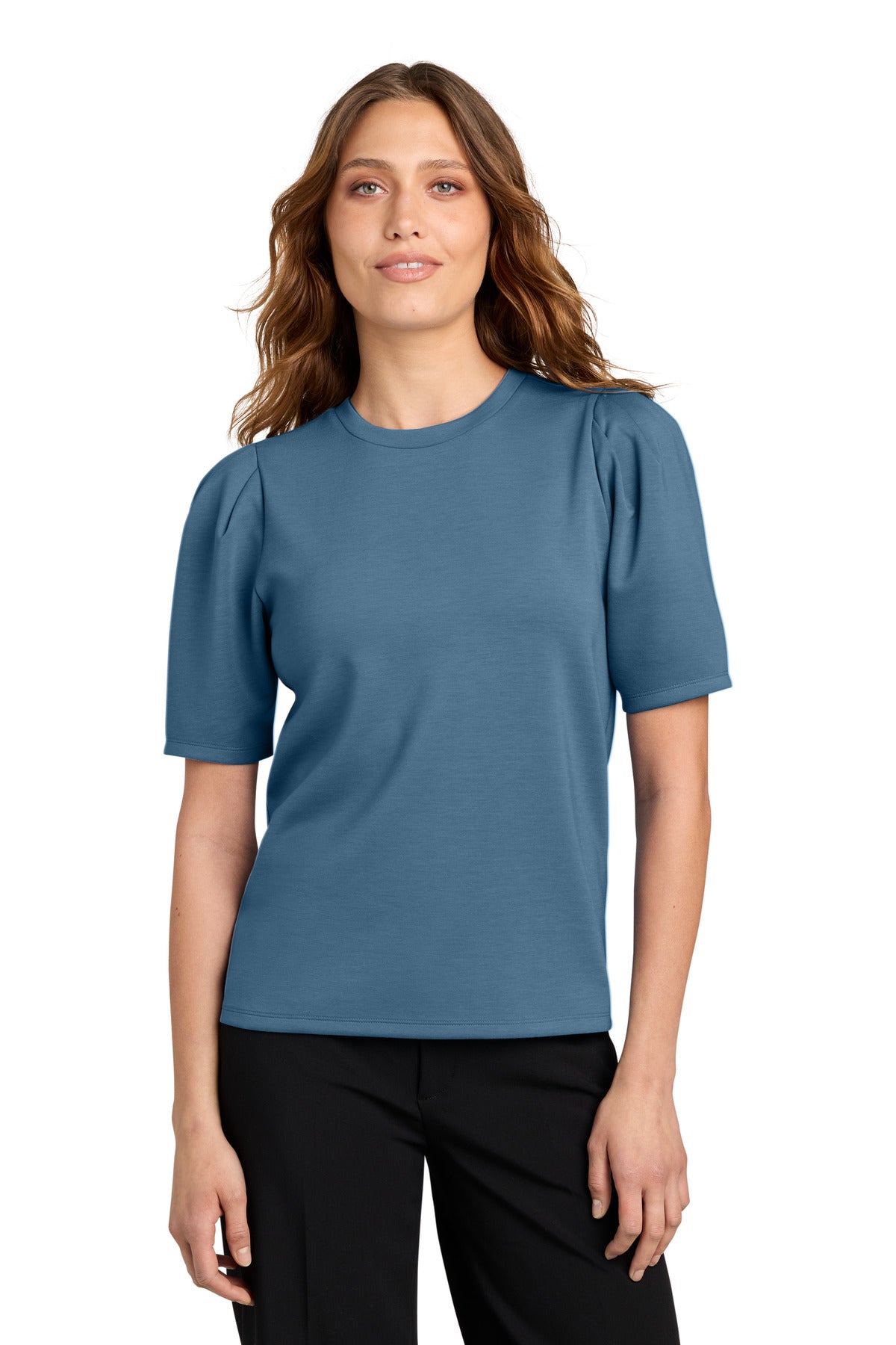 Mercer+Mettle Women's Short Sleeve Lite Spacer Top MM1041 Harbor Blue