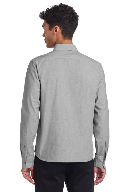 Mercer+Mettle Long Sleeve Stretch Woven Shirt MM2000 Gusty Grey End On End