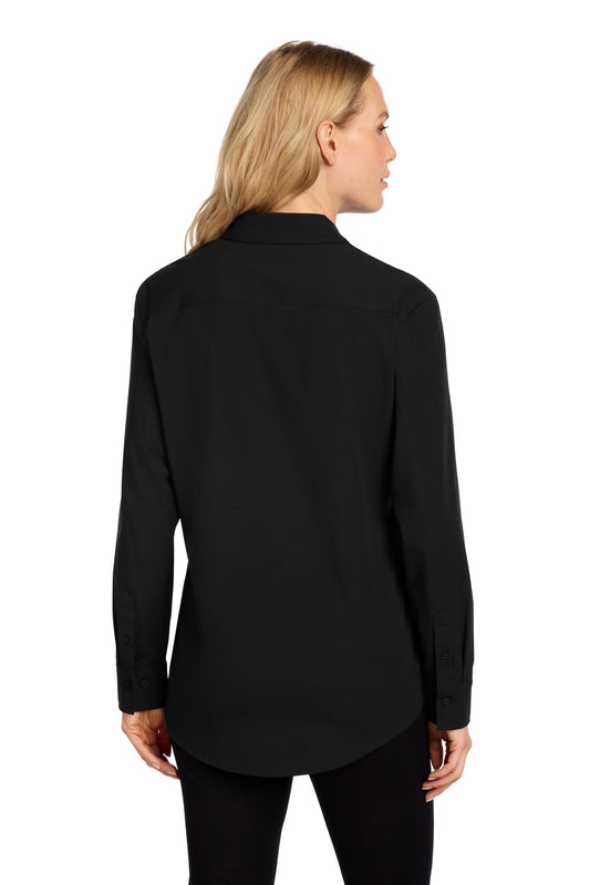 Mercer+Mettle Women's Long Sleeve Stretch Woven Shirt MM2001 Deep Black