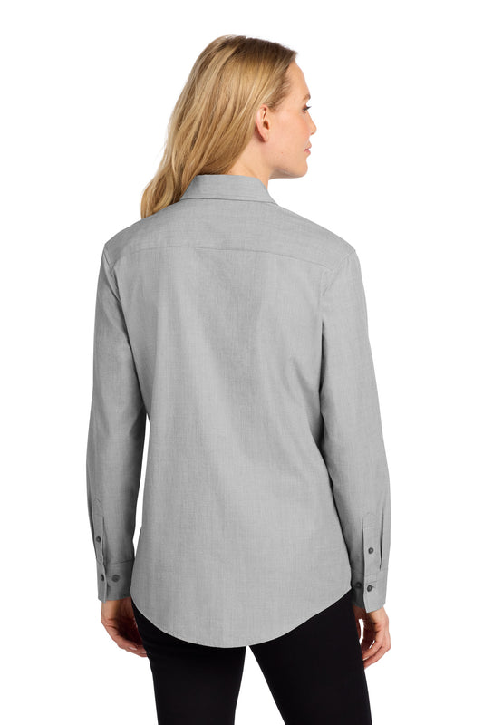 Mercer+Mettle Women's Long Sleeve Stretch Woven Shirt MM2001 Gusty Grey End On End