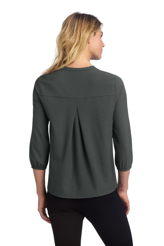 Mercer+Mettle Women's Stretch Crepe 3/4-Sleeve Blouse MM2011 Anchor Grey