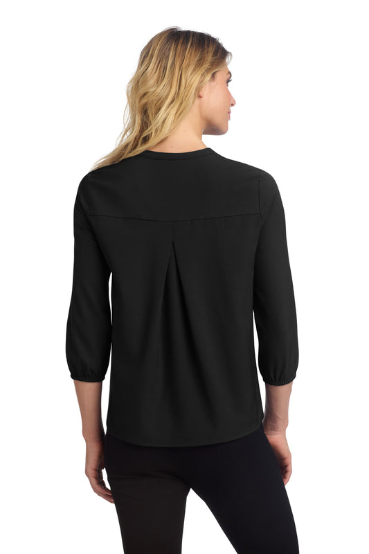 Mercer+Mettle Women's Stretch Crepe 3/4-Sleeve Blouse MM2011 Deep Black