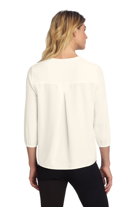 Mercer+Mettle Women's Stretch Crepe 3/4-Sleeve Blouse MM2011 Ivory Chiffon