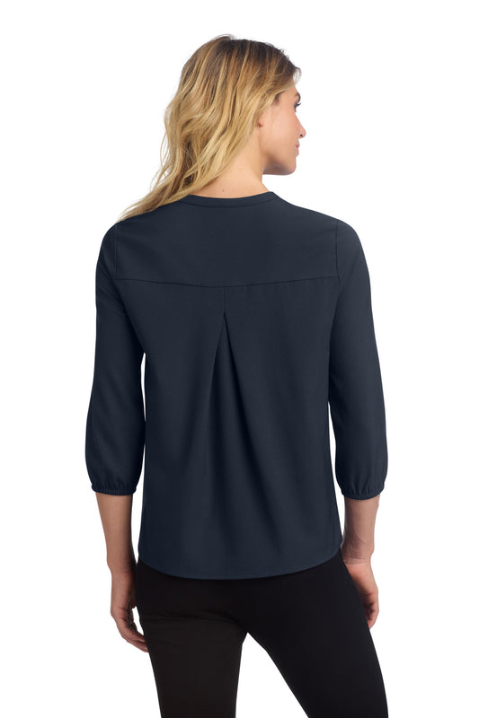 Mercer+Mettle Women's Stretch Crepe 3/4-Sleeve Blouse MM2011 Night Navy