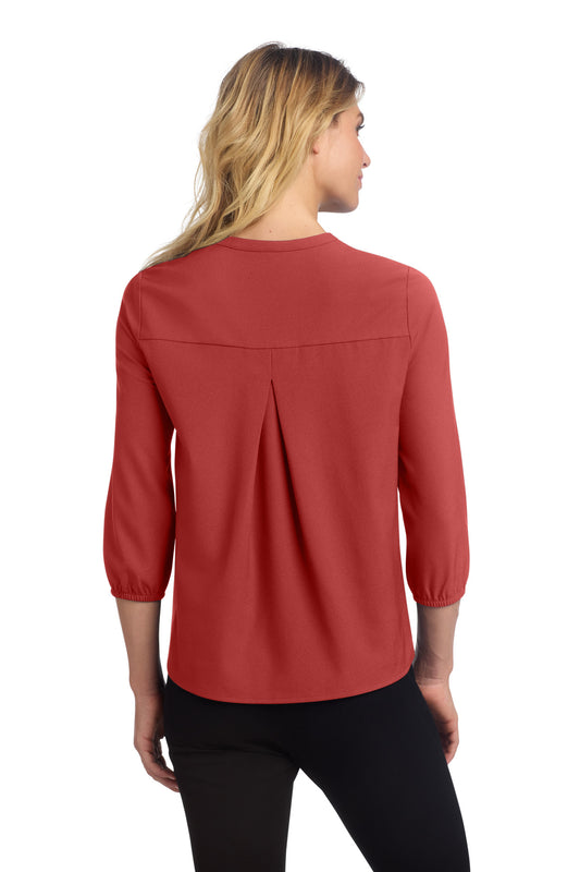 Mercer+Mettle Women's Stretch Crepe 3/4-Sleeve Blouse MM2011 Terracotta