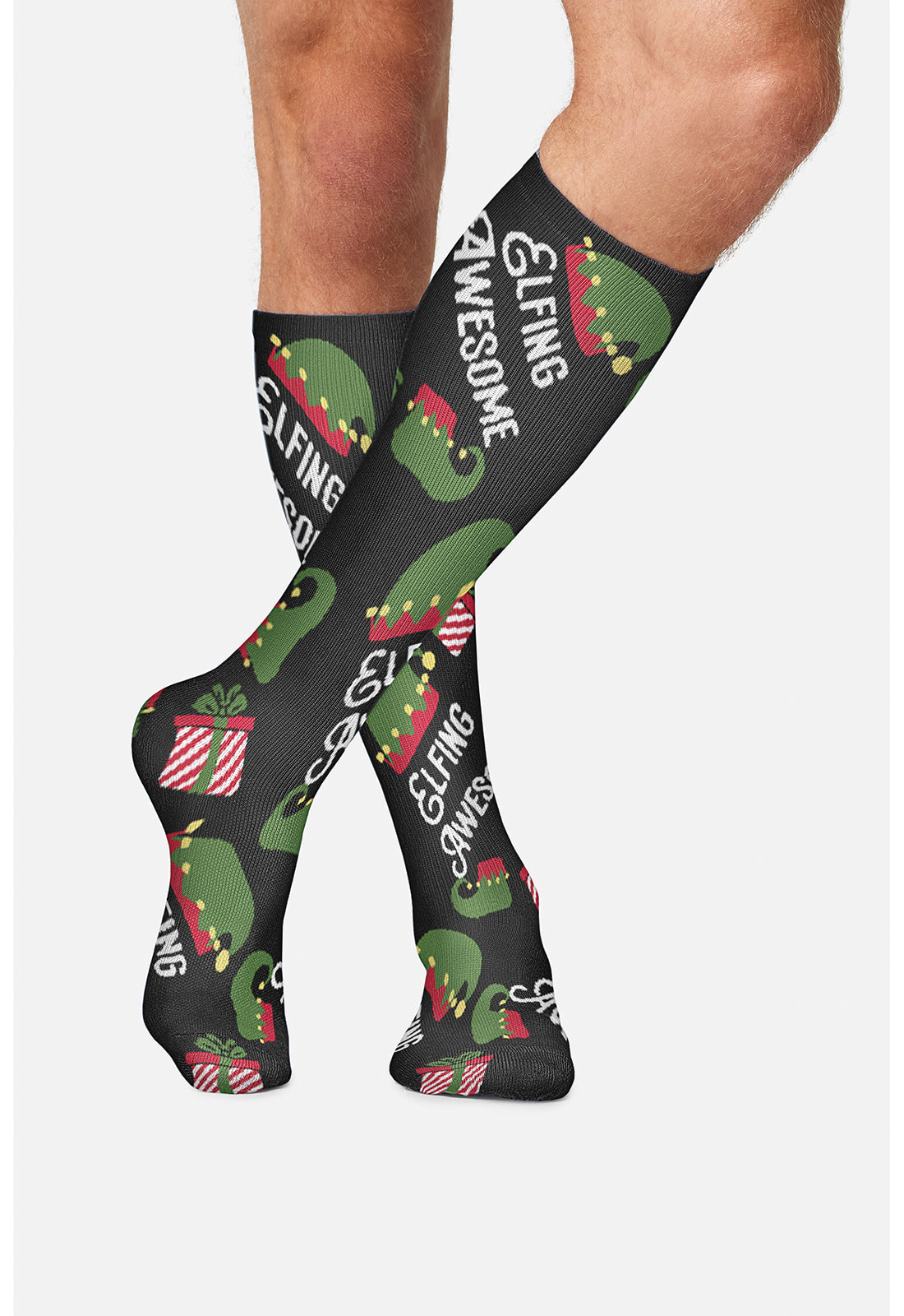 Legwear MPRINTSUPPOR Men's 10-15mmHg Compression Socks Elfing Awesome