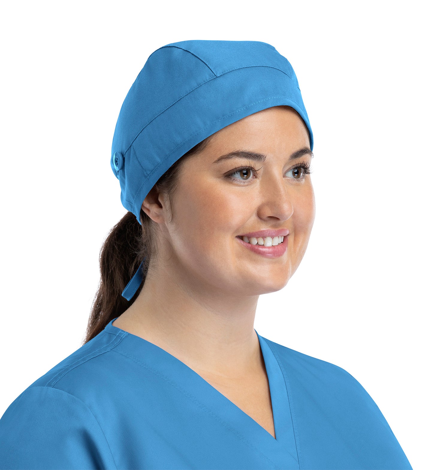 Scrub Caps NC015 Unisex Cap With Button Cyan Blue (CYB)