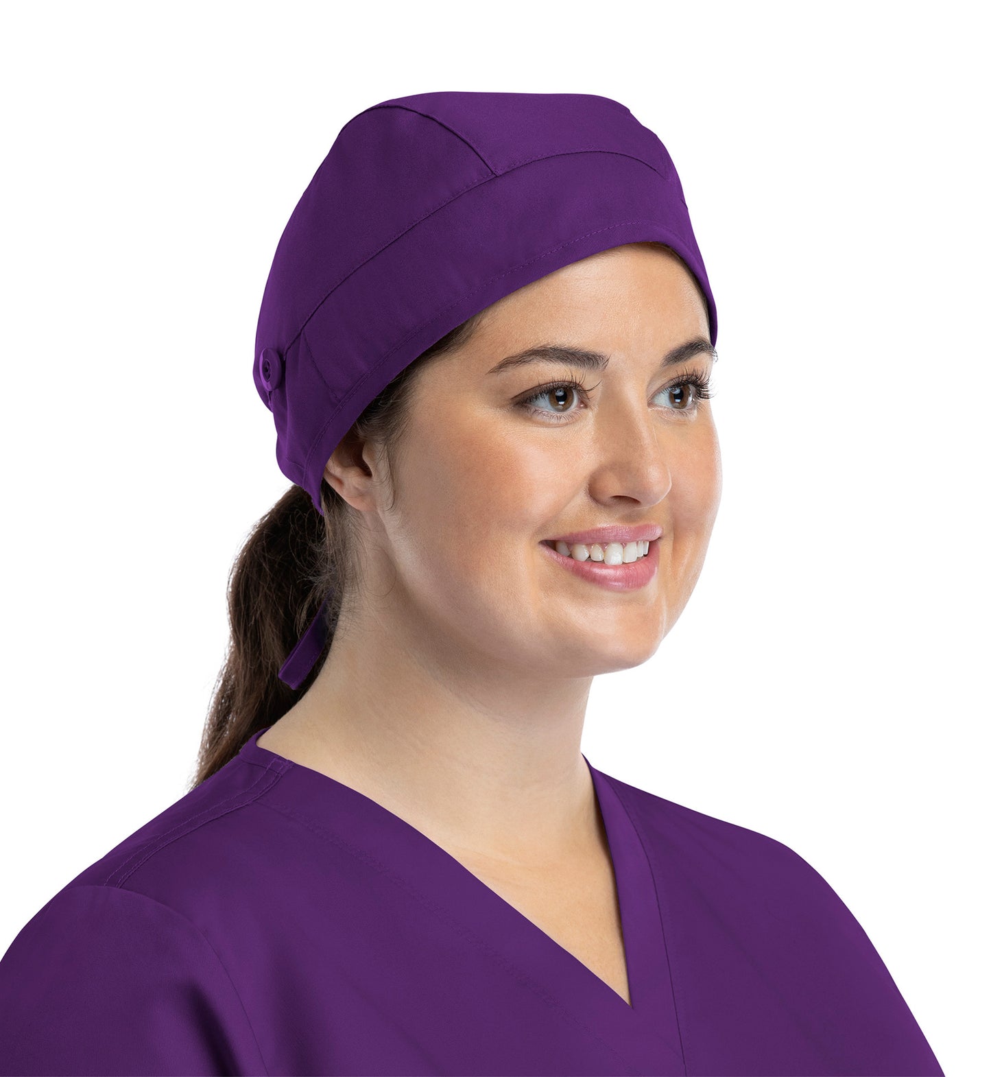 Scrub Caps NC015 Unisex Cap With Button Eggplant (EGPA)