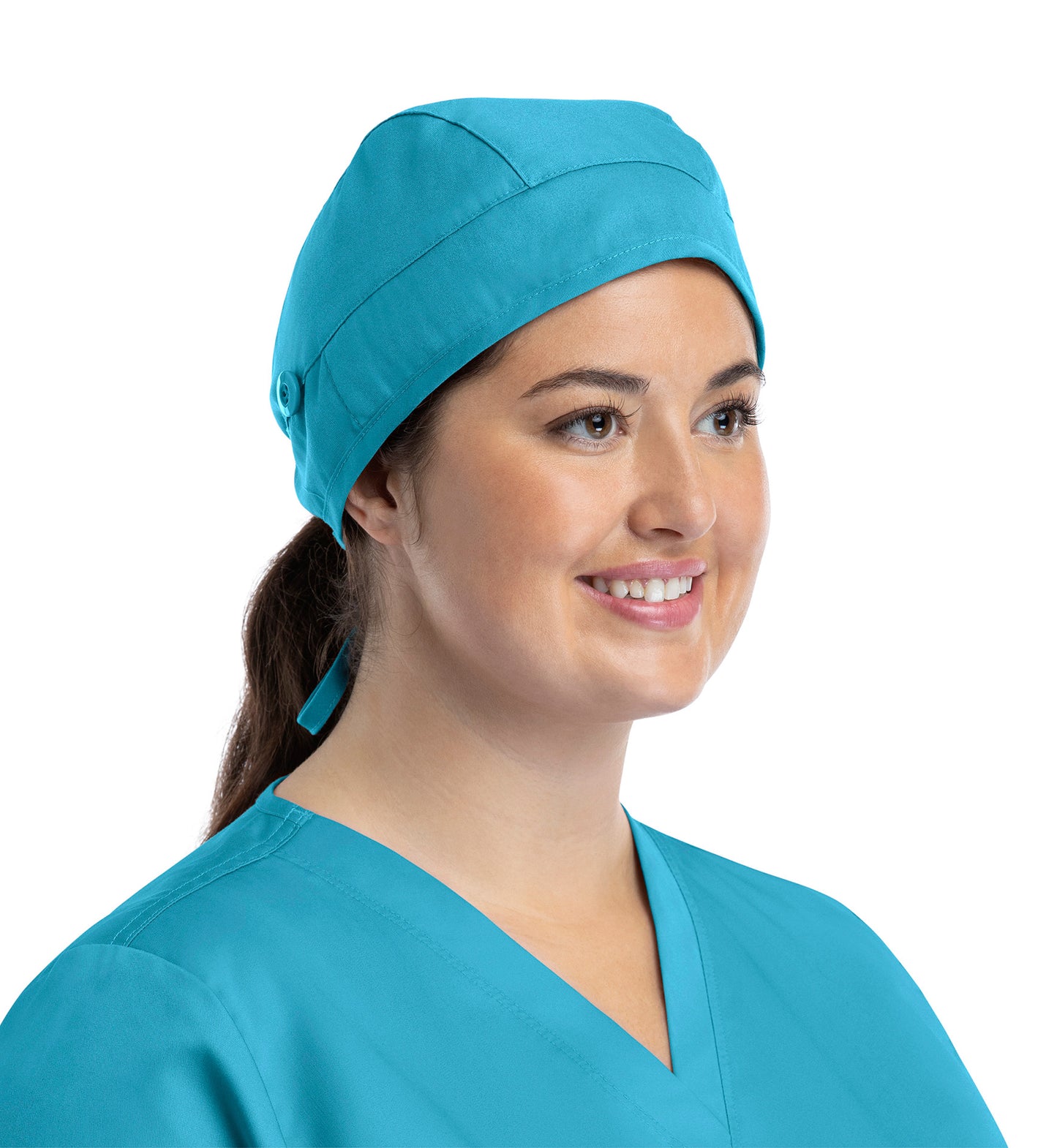 Scrub Caps NC015 Unisex Cap With Button Scuba Blue (SCBP)