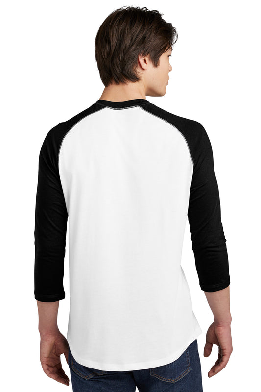 New Era Heritage Blend 3/4-Sleeve Baseball Raglan Tee. NEA104 Black/ White