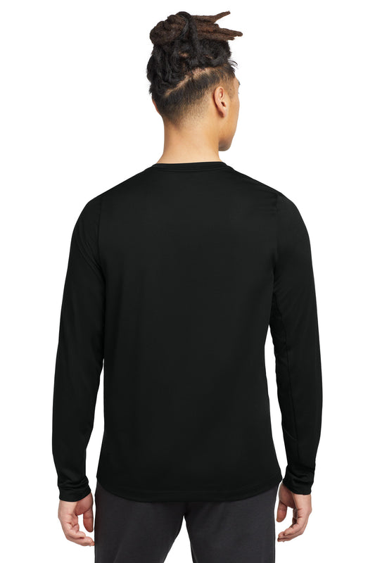 New Era Series Performance Long Sleeve Crew Tee. NEA201 Black Solid