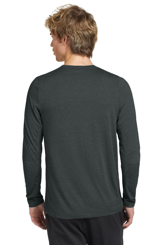 New Era Series Performance Long Sleeve Crew Tee. NEA201 Graphite