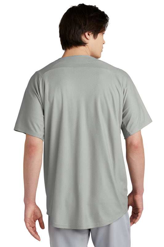 New Era Diamond Era Full-Button Jersey. NEA220 Grey