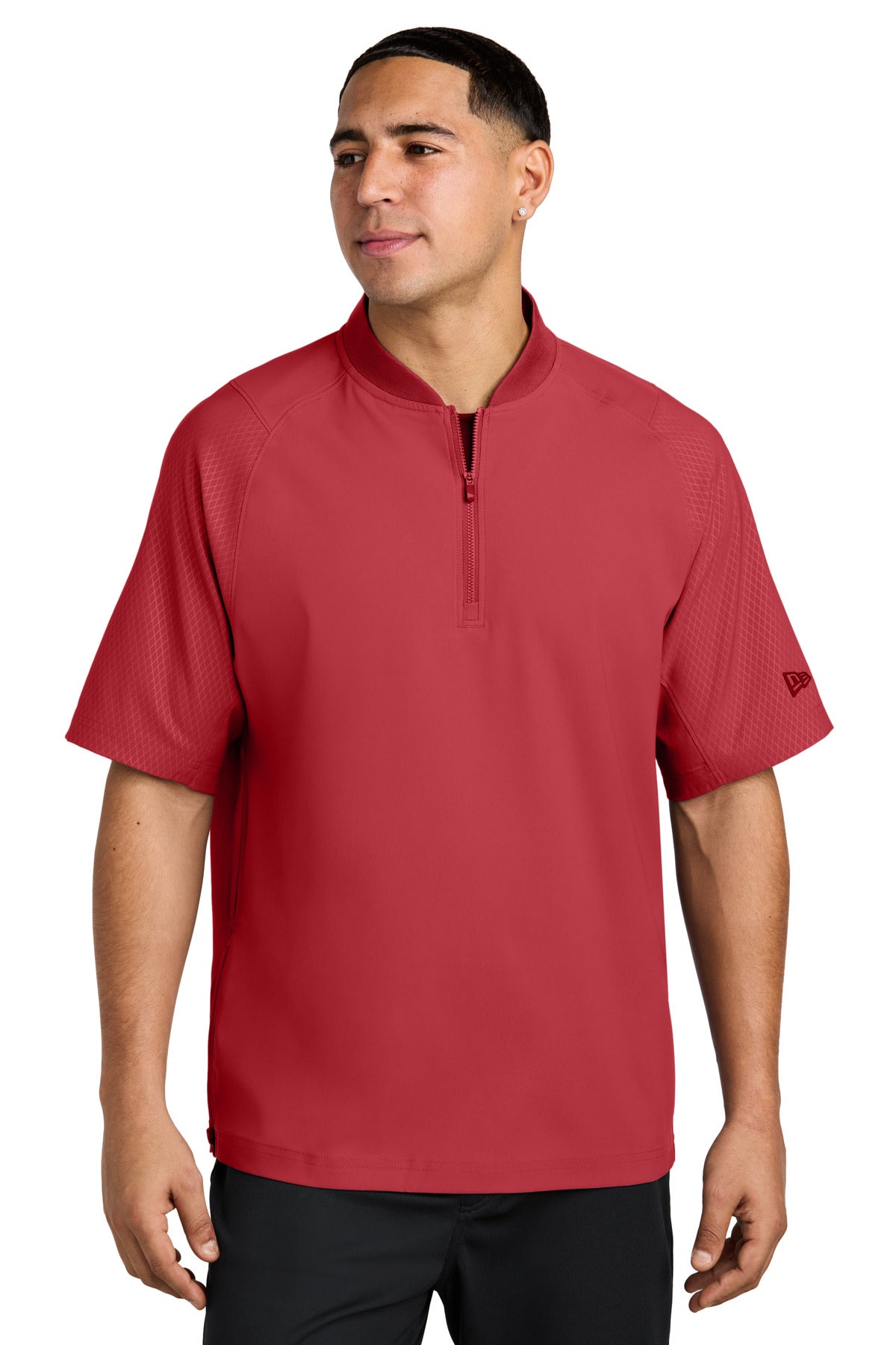 New Era Cage Short Sleeve 1/4-Zip Jacket. NEA600 Scarlet