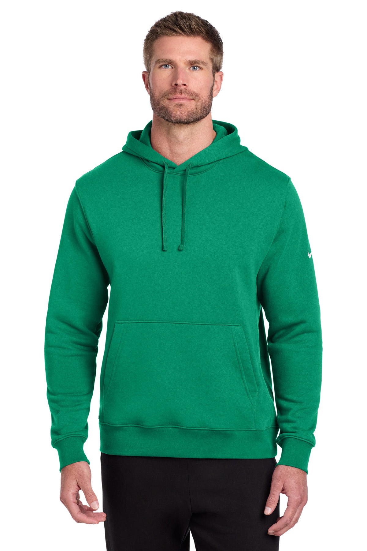 Nike Club Fleece Sleeve Swoosh Pullover Hoodie NKDR1499 Stadium Green