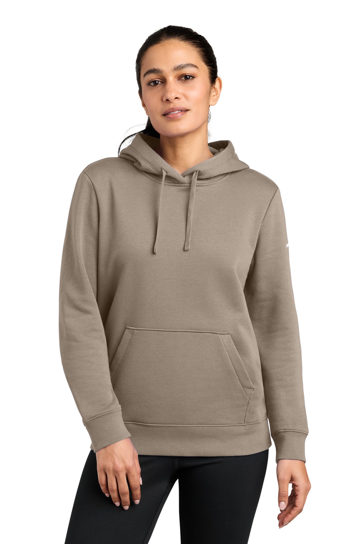 Nike Women's Club Fleece Sleeve Swoosh Pullover Hoodie NKFD9889 Khaki