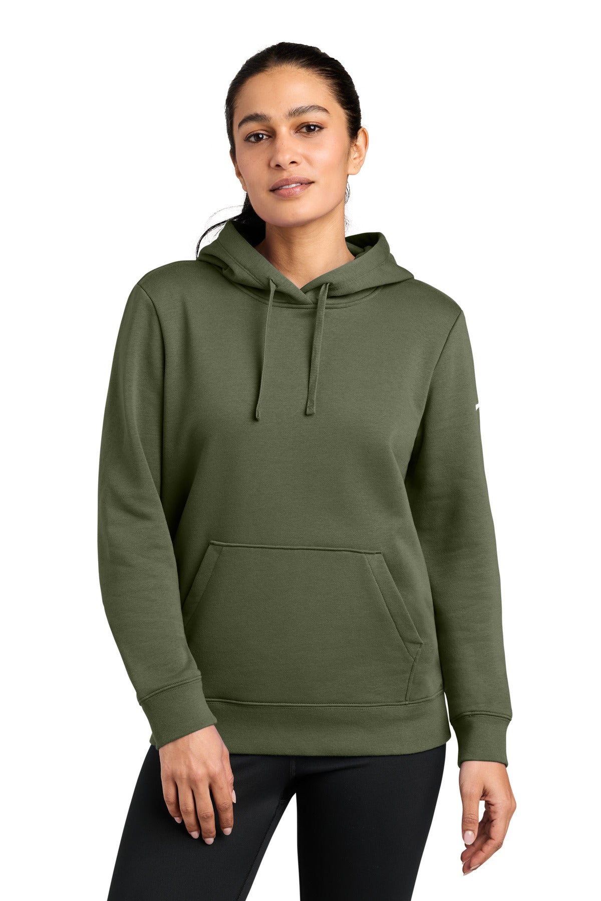 Nike Women's Club Fleece Sleeve Swoosh Pullover Hoodie NKFD9889 Medium Olive