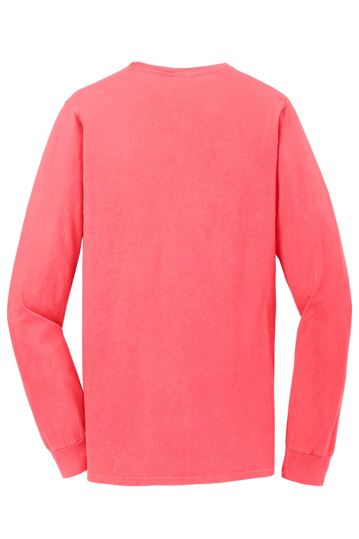 Port & Company Beach Wash Garment-Dyed Long Sleeve Tee PC099LS Neon Coral