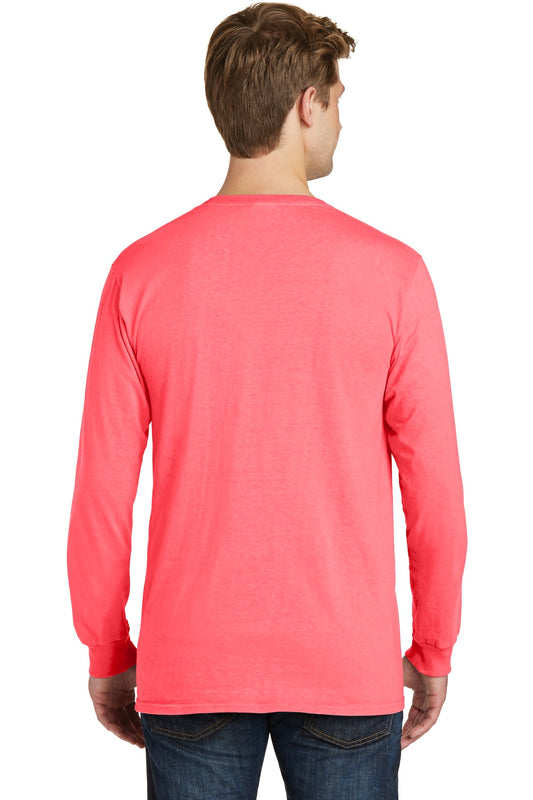 Port & Company Beach Wash Garment-Dyed Long Sleeve Tee PC099LS Neon Coral