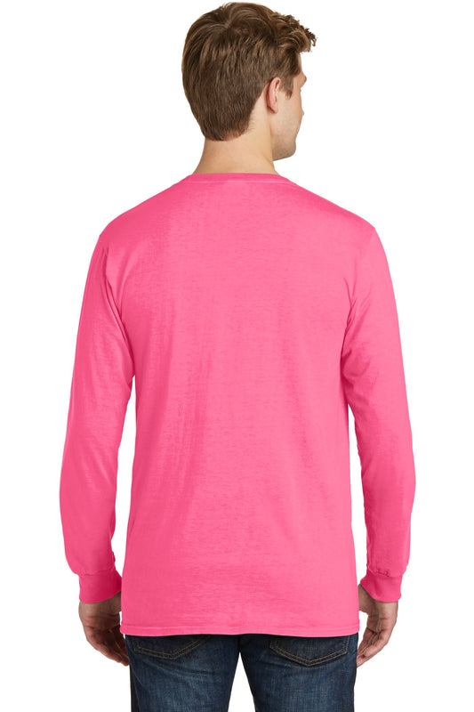 Port & Company Beach Wash Garment-Dyed Long Sleeve Tee PC099LS Neon Pink