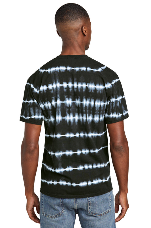 Port & Company Allover Stripe Tie-Dye Tee PC142 Black/ White