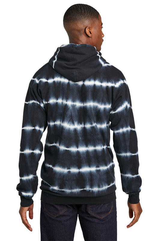 Port & Company Allover Stripe Tie-Dye Fleece PC143 Black/ White